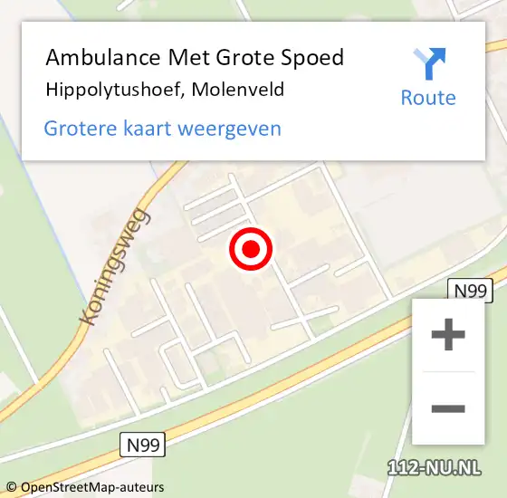 Locatie op kaart van de 112 melding: Ambulance Met Grote Spoed Naar Hippolytushoef, Molenveld op 22 maart 2022 14:35