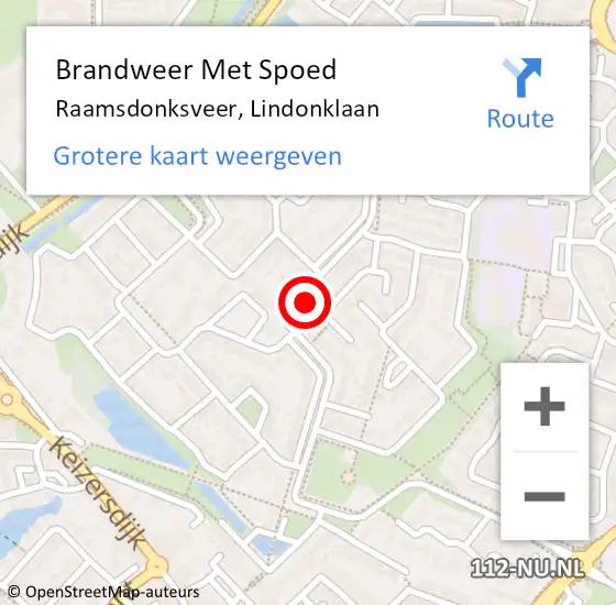 Locatie op kaart van de 112 melding: Brandweer Met Spoed Naar Raamsdonksveer, Lindonklaan op 22 maart 2022 14:37