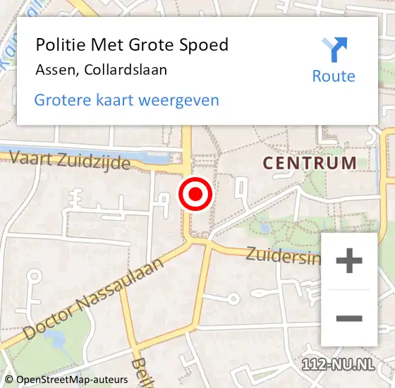 Locatie op kaart van de 112 melding: Politie Met Grote Spoed Naar Assen, Collardslaan op 22 maart 2022 14:57