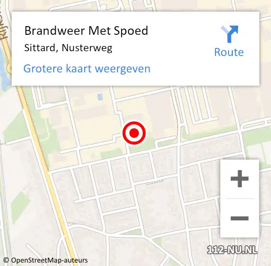 Locatie op kaart van de 112 melding: Brandweer Met Spoed Naar Sittard, Nusterweg op 22 maart 2022 15:00