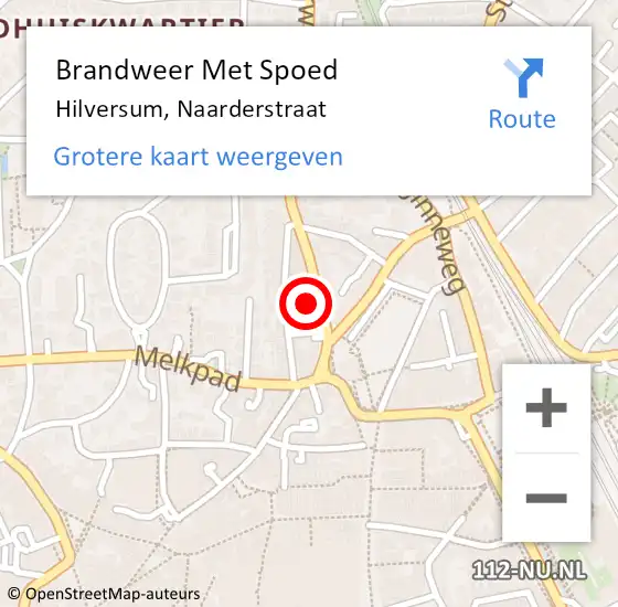 Locatie op kaart van de 112 melding: Brandweer Met Spoed Naar Hilversum, Naarderstraat op 22 maart 2022 15:00
