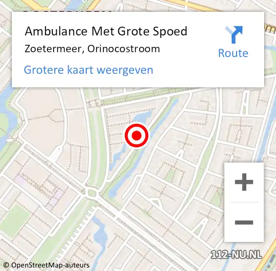 Locatie op kaart van de 112 melding: Ambulance Met Grote Spoed Naar Zoetermeer, Orinocostroom op 22 maart 2022 15:14