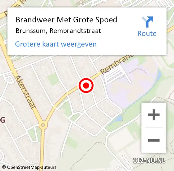 Locatie op kaart van de 112 melding: Brandweer Met Grote Spoed Naar Brunssum, Rembrandtstraat op 22 maart 2022 15:20