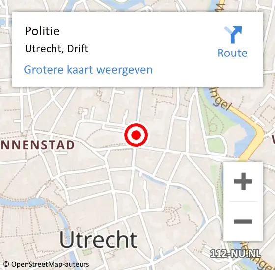 Locatie op kaart van de 112 melding: Politie Utrecht, Drift op 22 maart 2022 15:32