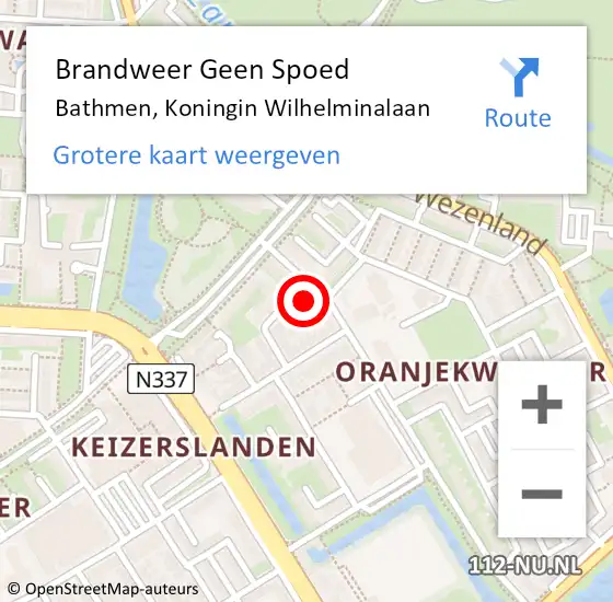 Locatie op kaart van de 112 melding: Brandweer Geen Spoed Naar Bathmen, Koningin Wilhelminalaan op 22 maart 2022 15:38