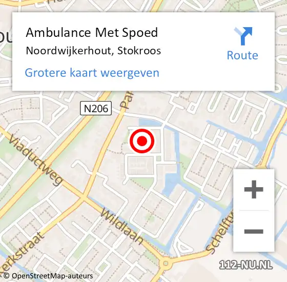 Locatie op kaart van de 112 melding: Ambulance Met Spoed Naar Noordwijkerhout, Stokroos op 22 maart 2022 15:43