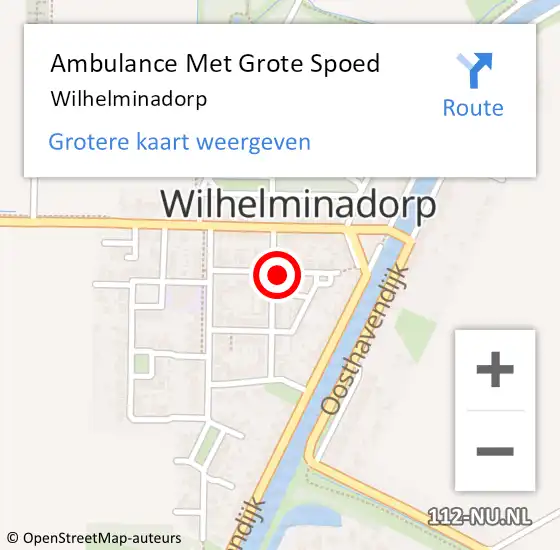 Locatie op kaart van de 112 melding: Ambulance Met Grote Spoed Naar Wilhelminadorp op 22 maart 2022 15:46