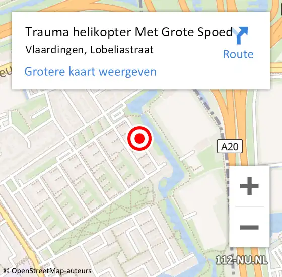 Locatie op kaart van de 112 melding: Trauma helikopter Met Grote Spoed Naar Vlaardingen, Lobeliastraat op 22 maart 2022 15:50