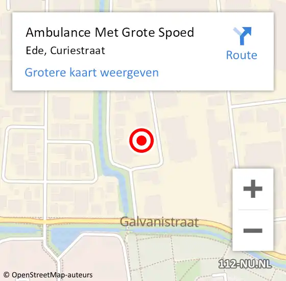Locatie op kaart van de 112 melding: Ambulance Met Grote Spoed Naar Ede, Curiestraat op 22 maart 2022 16:01