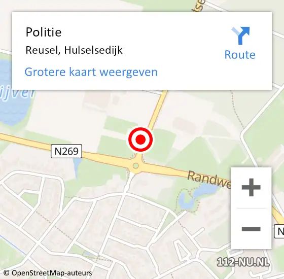 Locatie op kaart van de 112 melding: Politie Reusel, Hulselsedijk op 22 maart 2022 16:11