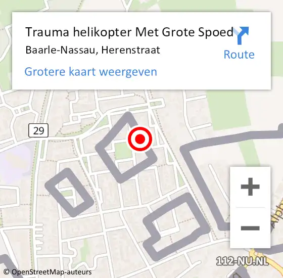 Locatie op kaart van de 112 melding: Trauma helikopter Met Grote Spoed Naar Baarle-Nassau, Herenstraat op 22 maart 2022 16:17