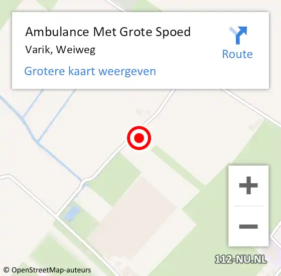 Locatie op kaart van de 112 melding: Ambulance Met Grote Spoed Naar Varik, Weiweg op 22 maart 2022 16:18