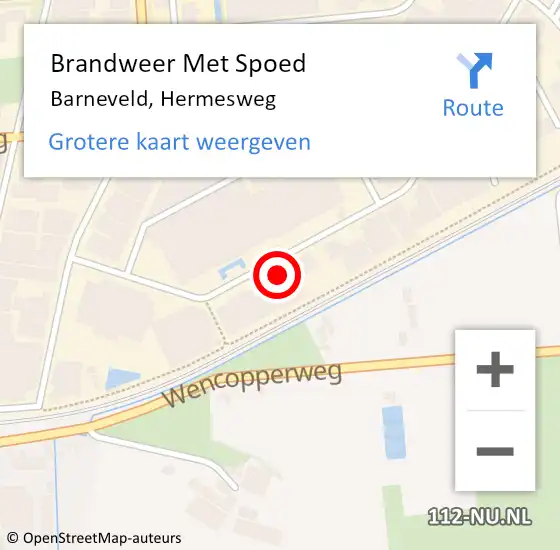 Locatie op kaart van de 112 melding: Brandweer Met Spoed Naar Barneveld, Hermesweg op 22 maart 2022 16:26