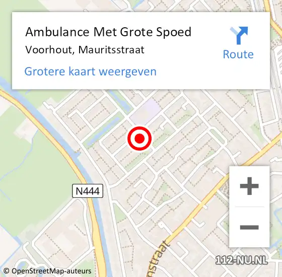 Locatie op kaart van de 112 melding: Ambulance Met Grote Spoed Naar Voorhout, Mauritsstraat op 22 maart 2022 16:29