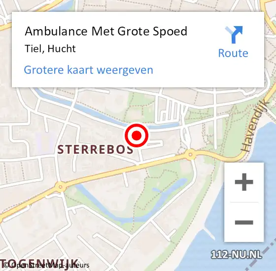 Locatie op kaart van de 112 melding: Ambulance Met Grote Spoed Naar Tiel, Hucht op 22 maart 2022 16:35