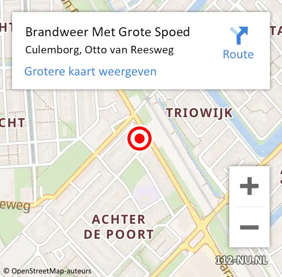 Locatie op kaart van de 112 melding: Brandweer Met Grote Spoed Naar Culemborg, Otto van Reesweg op 22 maart 2022 16:40