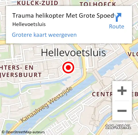 Locatie op kaart van de 112 melding: Trauma helikopter Met Grote Spoed Naar Hellevoetsluis op 22 maart 2022 16:44