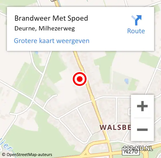 Locatie op kaart van de 112 melding: Brandweer Met Spoed Naar Deurne, Milhezerweg op 22 maart 2022 16:49