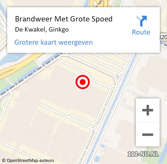 Locatie op kaart van de 112 melding: Brandweer Met Grote Spoed Naar De Kwakel, Ginkgo op 22 maart 2022 16:53