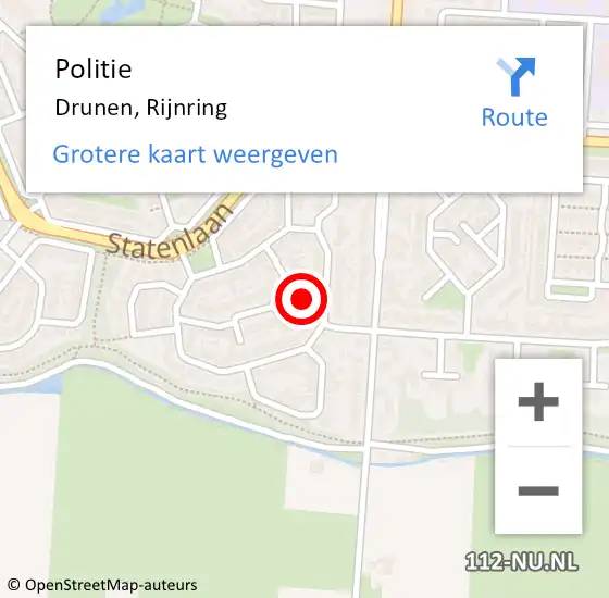 Locatie op kaart van de 112 melding: Politie Drunen, Rijnring op 22 maart 2022 16:55
