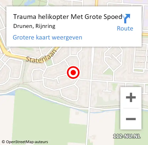 Locatie op kaart van de 112 melding: Trauma helikopter Met Grote Spoed Naar Drunen, Rijnring op 22 maart 2022 16:58