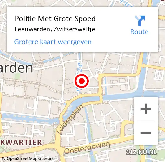 Locatie op kaart van de 112 melding: Politie Met Grote Spoed Naar Leeuwarden, Zwitserswaltje op 22 maart 2022 17:01