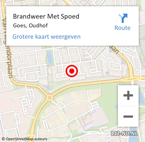 Locatie op kaart van de 112 melding: Brandweer Met Spoed Naar Goes, Oudhof op 22 maart 2022 17:05