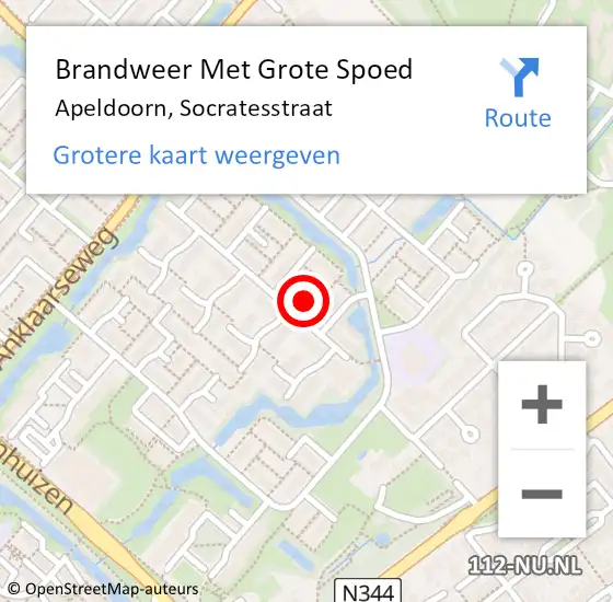 Locatie op kaart van de 112 melding: Brandweer Met Grote Spoed Naar Apeldoorn, Socratesstraat op 22 maart 2022 17:07