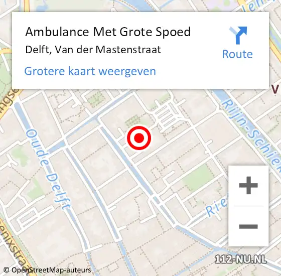 Locatie op kaart van de 112 melding: Ambulance Met Grote Spoed Naar Delft, Van der Mastenstraat op 22 maart 2022 17:08