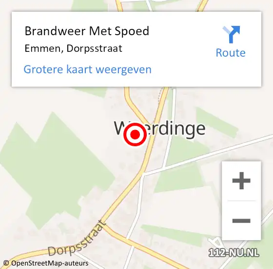 Locatie op kaart van de 112 melding: Brandweer Met Spoed Naar Emmen, Dorpsstraat op 22 maart 2022 17:17