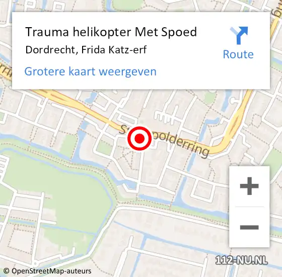 Locatie op kaart van de 112 melding: Trauma helikopter Met Spoed Naar Dordrecht, Frida Katz-erf op 22 maart 2022 17:19