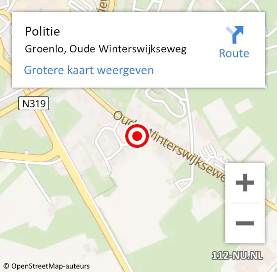 Locatie op kaart van de 112 melding: Politie Groenlo, Oude Winterswijkseweg op 22 maart 2022 17:31