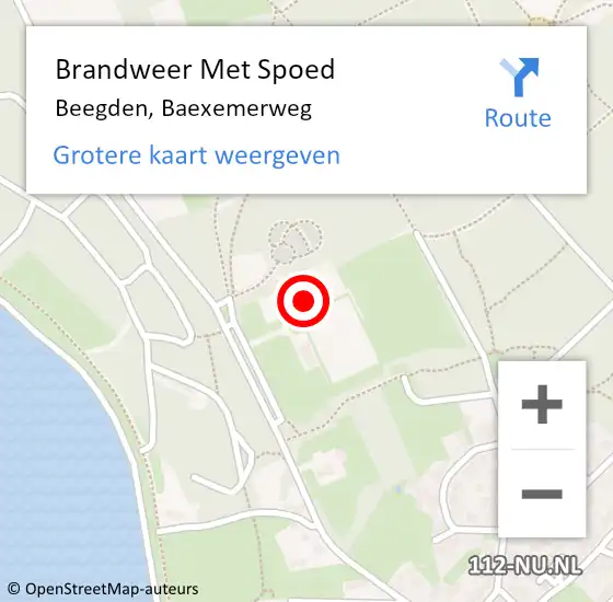 Locatie op kaart van de 112 melding: Brandweer Met Spoed Naar Beegden, Baexemerweg op 22 maart 2022 17:32