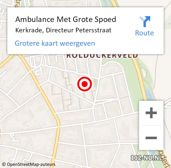 Locatie op kaart van de 112 melding: Ambulance Met Grote Spoed Naar Kerkrade, Directeur Petersstraat op 11 juli 2014 20:02