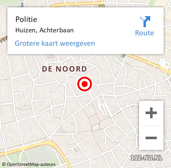 Locatie op kaart van de 112 melding: Politie Huizen, Achterbaan op 22 maart 2022 17:41