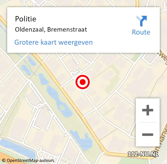 Locatie op kaart van de 112 melding: Politie Oldenzaal, Bremenstraat op 22 maart 2022 17:46