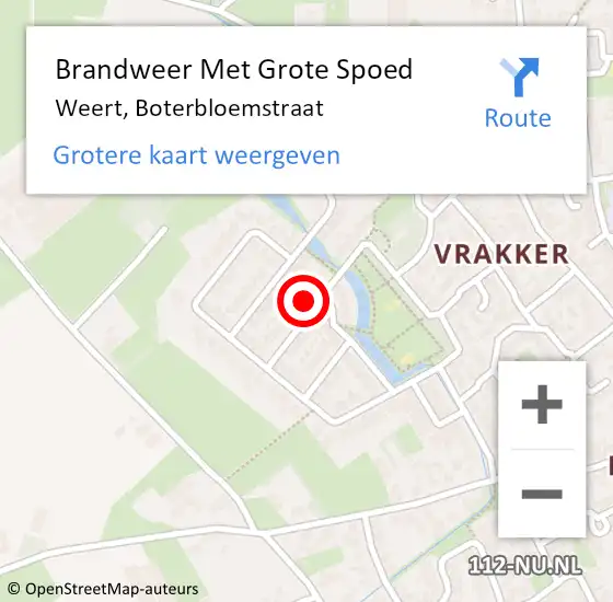 Locatie op kaart van de 112 melding: Brandweer Met Grote Spoed Naar Weert, Boterbloemstraat op 22 maart 2022 17:46