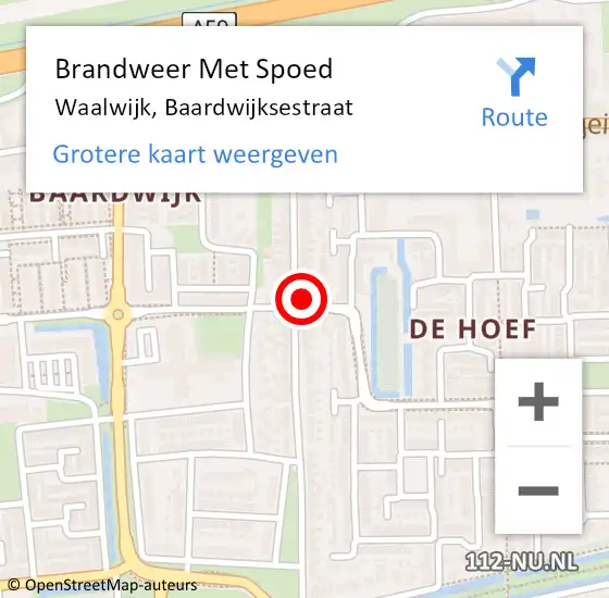 Locatie op kaart van de 112 melding: Brandweer Met Spoed Naar Waalwijk, Baardwijksestraat op 22 maart 2022 17:48