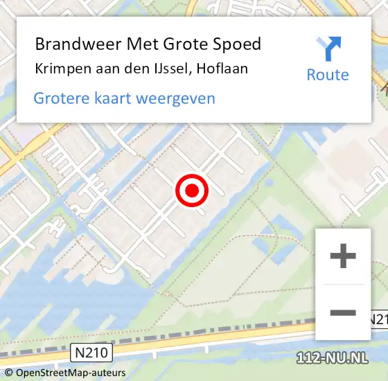 Locatie op kaart van de 112 melding: Brandweer Met Grote Spoed Naar Krimpen aan den IJssel, Hoflaan op 22 maart 2022 17:53