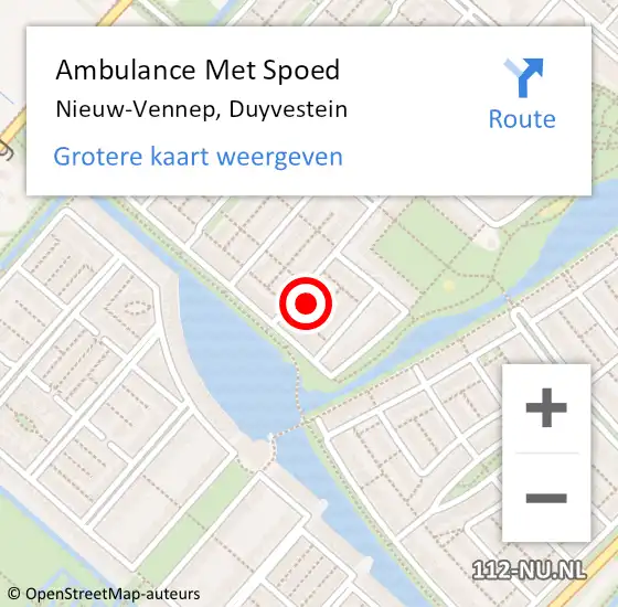 Locatie op kaart van de 112 melding: Ambulance Met Spoed Naar Nieuw-Vennep, Duyvestein op 22 maart 2022 18:03