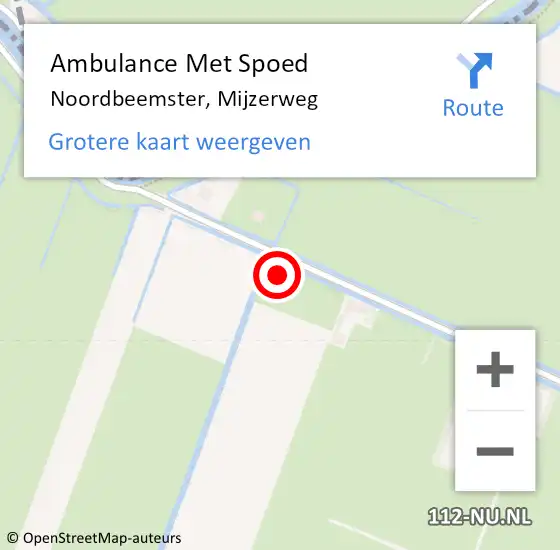 Locatie op kaart van de 112 melding: Ambulance Met Spoed Naar Noordbeemster, Mijzerweg op 22 maart 2022 18:16