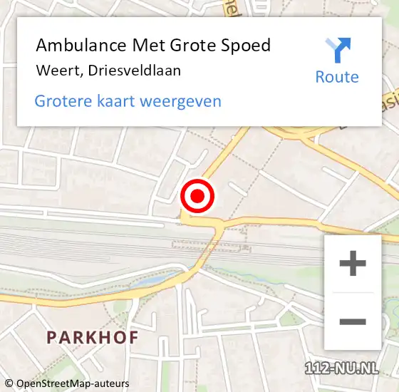 Locatie op kaart van de 112 melding: Ambulance Met Grote Spoed Naar Weert, Driesveldlaan op 22 maart 2022 18:26