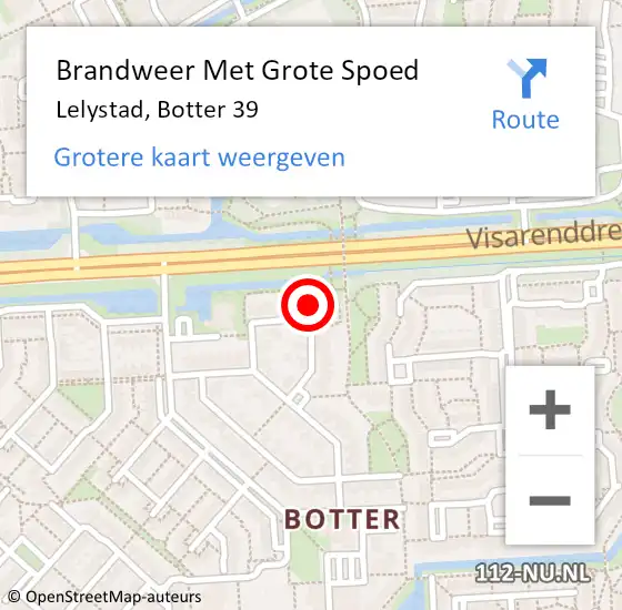 Locatie op kaart van de 112 melding: Brandweer Met Grote Spoed Naar Lelystad, Botter 39 op 22 maart 2022 18:33