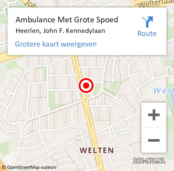 Locatie op kaart van de 112 melding: Ambulance Met Grote Spoed Naar Heerlen, John F. Kennedylaan op 22 maart 2022 18:52