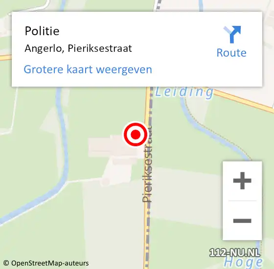 Locatie op kaart van de 112 melding: Politie Angerlo, Pieriksestraat op 22 maart 2022 18:56
