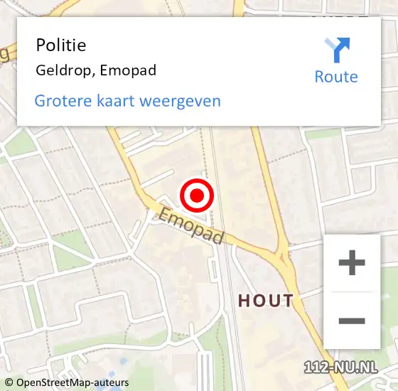 Locatie op kaart van de 112 melding: Politie Geldrop, Emopad op 22 maart 2022 19:09