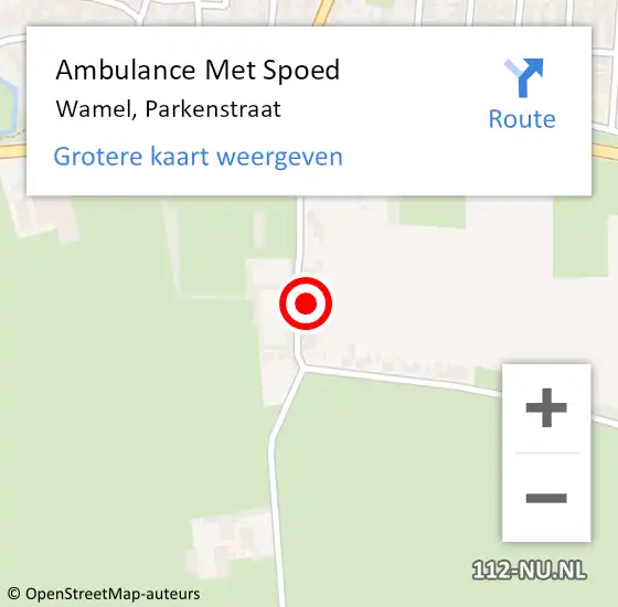 Locatie op kaart van de 112 melding: Ambulance Met Spoed Naar Wamel, Parkenstraat op 22 maart 2022 19:09