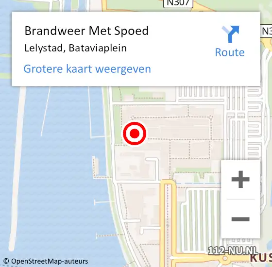 Locatie op kaart van de 112 melding: Brandweer Met Spoed Naar Lelystad, Bataviaplein op 22 maart 2022 19:17