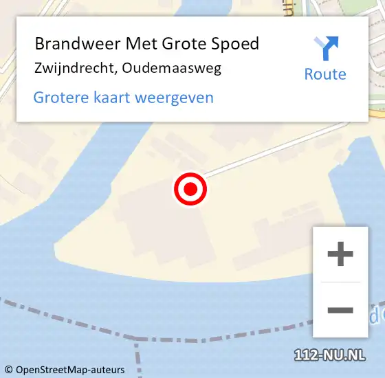 Locatie op kaart van de 112 melding: Brandweer Met Grote Spoed Naar Zwijndrecht, Oudemaasweg op 22 maart 2022 19:28