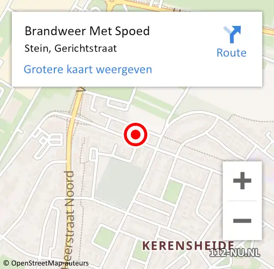 Locatie op kaart van de 112 melding: Brandweer Met Spoed Naar Stein, Gerichtstraat op 22 maart 2022 19:32